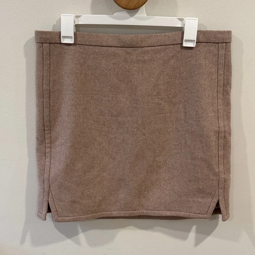 J. Crew Women’s Wool Mini Skirt Tan Beige Melange Lined Skirt Size 12